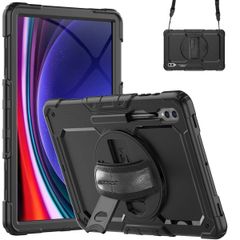 Accezz Robustes Back Cover mit Schultergurt für das Samsung Galaxy Tab S10 Ultra / TabS9 Ultra 14.6 Zoll - Schwarz