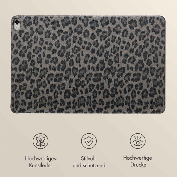 Selencia Sabi Klapphülle mit Leopardenmuster Apple iPad Air 11 Zoll (2025) M3 / (2024) M2 / Air 5 (2022) / Air 4 (2020) - Midnight Black