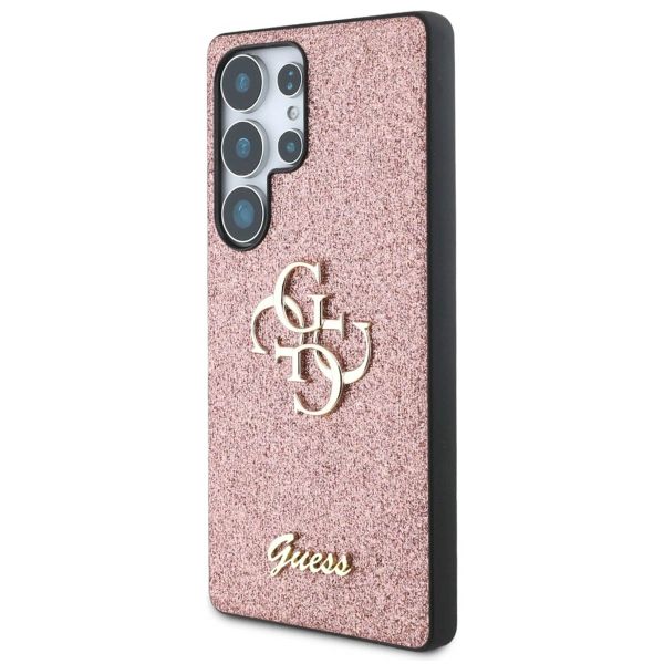 Guess 4G Metal Logo Back Cover mit Glitter Samsung Galaxy S25 Ultra - Rosa