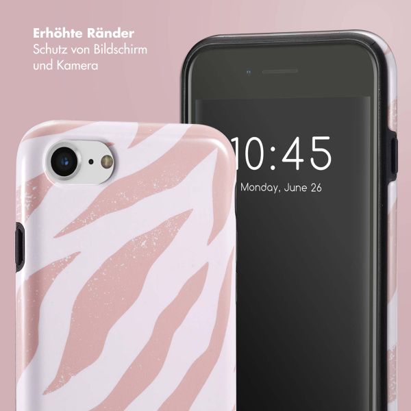 Selencia Vivid Tough Back Cover für das iPhone SE (2022 / 2020) / 8 / 7 / 6(s) - Colorful Zebra Old Pink