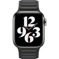 Apple Leather Link Armband für das  Apple Watch Series 1 t/m 9 / SE (38/40/41 mm) | Series 10 / 11 (42 mm) - Größe S/M - Schwarz
