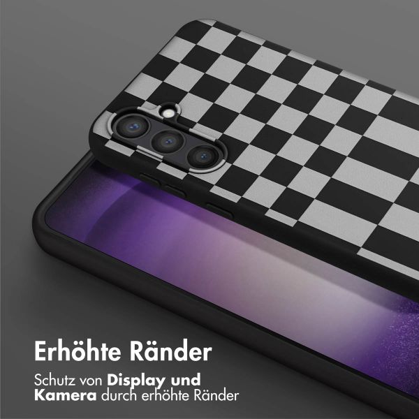 Selencia SilikonHülle design mit abnehmbarem Band Samsung Galaxy S23 FE - Irregular Check Black