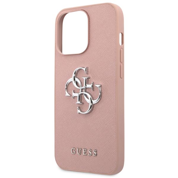 Guess 4G Metal Logo Saffiano Backcover Apple iPhone 13 Pro - Rosa