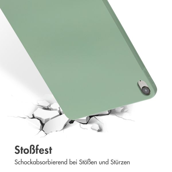 Accezz Liquid Silicone Back Cover mit Stifthalter für das iPad Air 11 Zoll (2025) M3 / (2024) M2 / Air 5 (2022) / Air 4 (2020) - Hellgrün