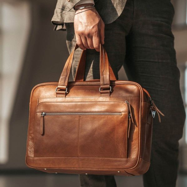 The Chesterfield Brand Singapore Laptoptasche 15-15.6 Zoll - Echtes Leder - Cognac