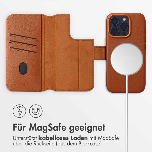 Accezz 2-in-1 Klapphülle aus Leder mit MagSafe Apple iPhone 16 Pro Max - Sienna Brown