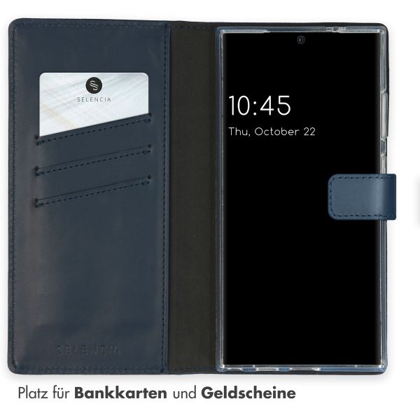 Selencia Echtleder Klapphülle Samsung Galaxy S24 Ultra - Dunkelblau