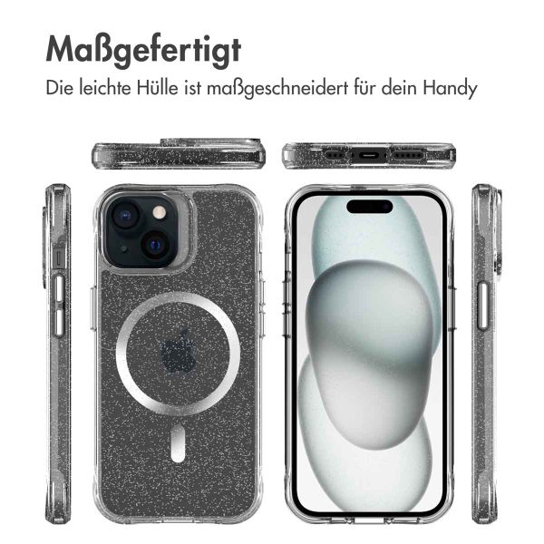 imoshion Glitzer Back Cover mit MagSafe für das iPhone 15 - Silber