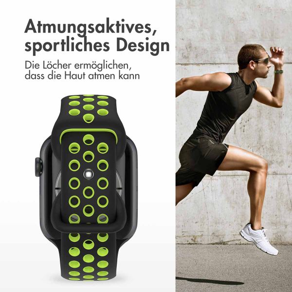 imoshion Sportarmband⁺ für die Apple Watch Series 1 bis 10 / SE / Ultra (2) (44/45/46/49 mm) - Größe S/M - Black Volt