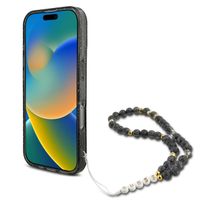 Guess MagSafe IML Glitter Case mit Beads Strap Apple iPhone 16 Pro Max - Schwarz