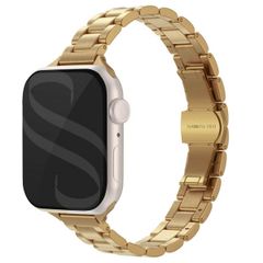 Selencia Slim Stahlgliederarmband für das  Apple Watch Series 1 t/m 9 / SE (38/40/41 mm) | Series 10 / 11 (42 mm) - Gold
