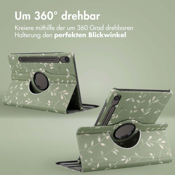 imoshion 360° drehbare Design Klapphülle Samsung Galaxy Tab S10 Lite / S10 FE / S9 FE - Green Flowers