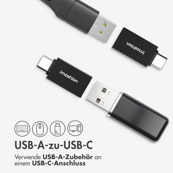 imoshion 2x USB-C (Stecker)-auf-USB-A 3.1 (Buchse)-Adapter – OTG – Schwarz