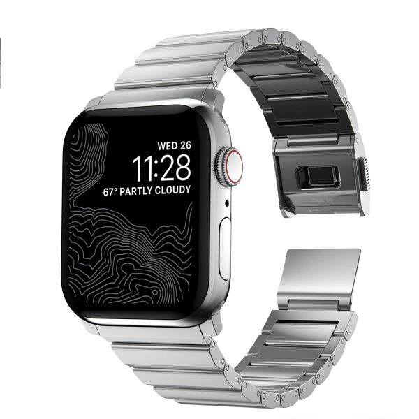 Nomad Magnetisches Stahlgliederarmband für die Apple Watch Series 1 bis 10 / SE / Ultra (2) (44/45/46/49 mm) - Silber