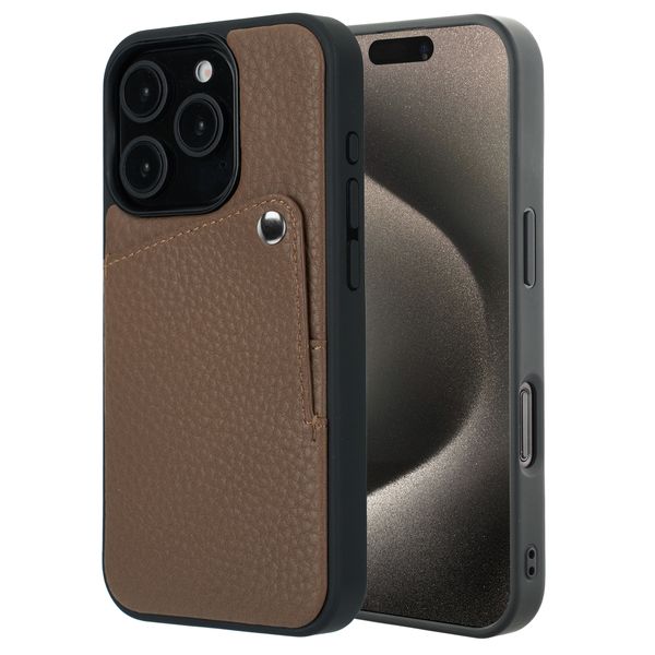 Selencia Riva Back Cover mit Kartenfach Apple iPhone 15 Pro - Mocha Brown