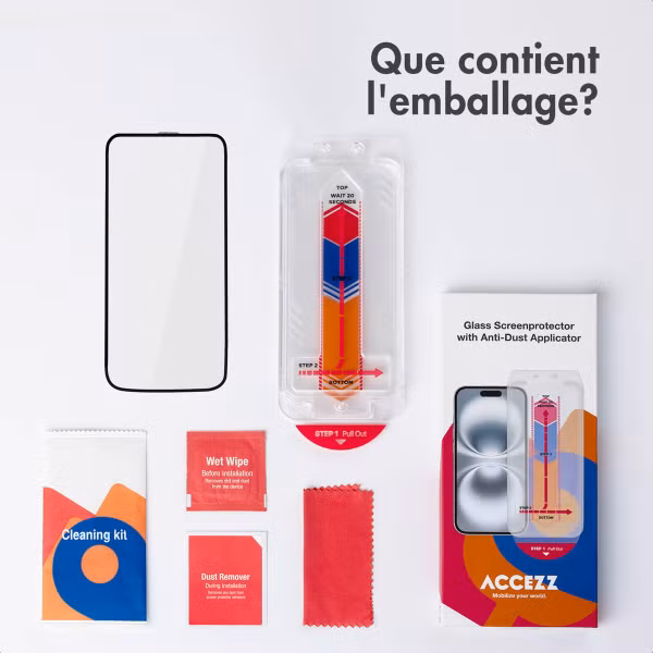 Accezz Gehärteter Glas-Schutz + Applikator Apple iPhone 15 Pro