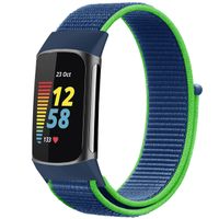 imoshion Nylonarmband für das  Fitbit Charge 5 - Größe L - Blue & Green