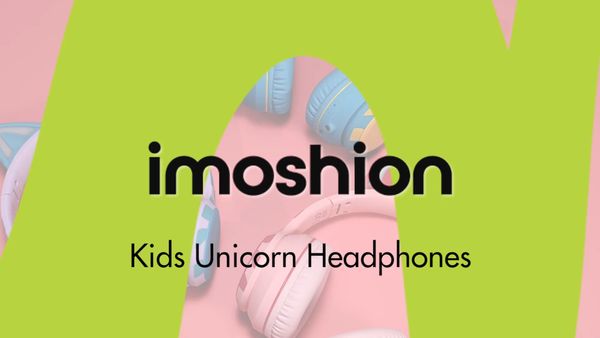 imoshion Kids Unicorn LED Light Bluetooth Kopfhörer - Kinderkopfhörer mit Dezibelbegrenzer - Drahtloser Kopfhörer + AUX-Kabel - Soft Blue / Yellow