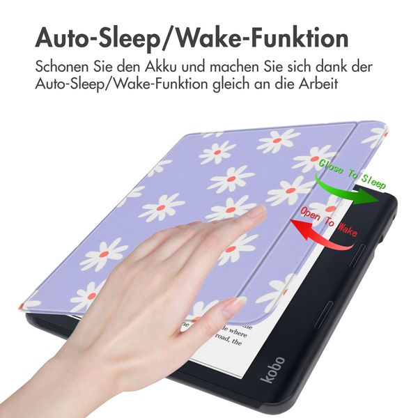 imoshion Design Slim Hard Case Sleepcover mit Stand Kobo Sage / Tolino Epos 3 - Flowers Distance