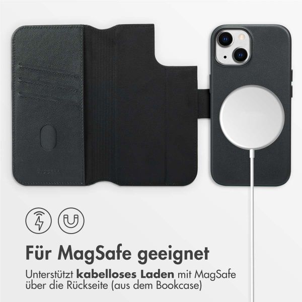 Accezz 2-in-1 Klapphülle aus Leder mit MagSafe für das Apple iPhone 15 - Onyx Black