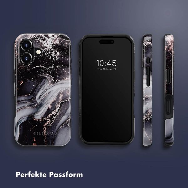 Selencia Vivid Tough Back Cover MagSafe für das iPhone 16 - Chic Marble Black