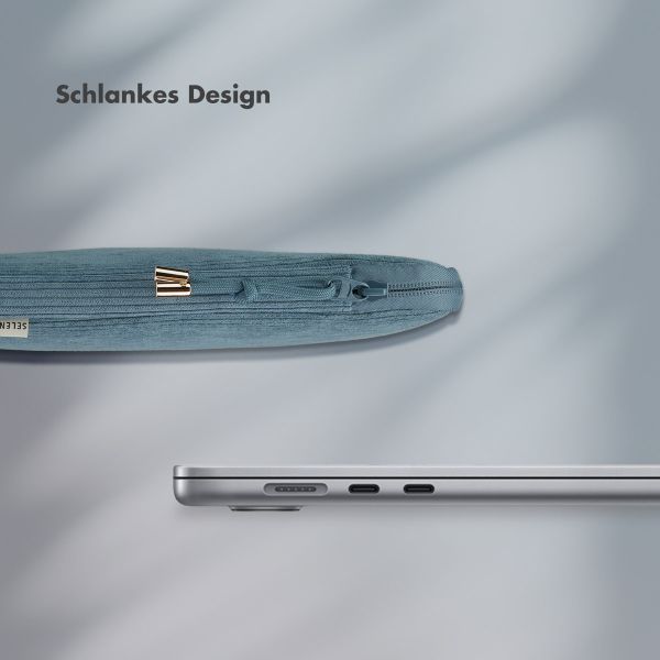 Selencia Cord Laptop Hülle 15-16 Zoll - Laptop Sleeve - Slate Blue