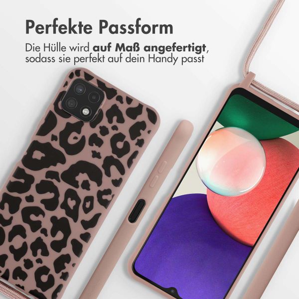 imoshion Silikonhülle design mit Band für das Samsung Galaxy A22 (5G) - Animal Pink