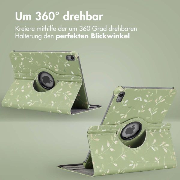 imoshion 360° drehbare Design Klapphülle Apple iPad 11 (2025) 11 Zoll A16 / iPad 10 (2022) 10.9 Zoll - Green Flowers
