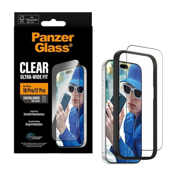 PanzerGlass Ultra-Wide Fit Antibakterieller Displayschutz mit Applikator Apple iPhone 18 Pro / 17 Pro