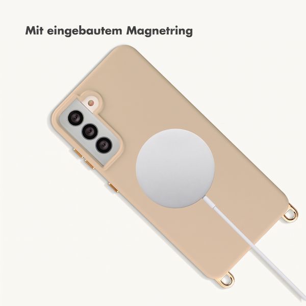 Selencia Rivièra Backcover mit MagSafe mit abnehmbaren Haken Samsung Galaxy S21 - Milky Latte