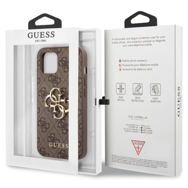 Guess 4G Metal Logo Back Cover für das iPhone 13 - Braun