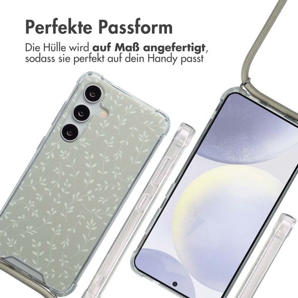 imoshion Design Hülle mit Band Samsung Galaxy S24 - Smoke Green Flowers