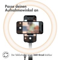 imoshion LED-Ringlicht – Ringleuchte Smartphone – Ringlicht mit Stativ – Verstellbar – Schwarz