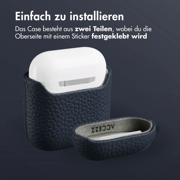 Accezz Echtes Leder Case Apple AirPods 1 / 2 - Dunkelblau