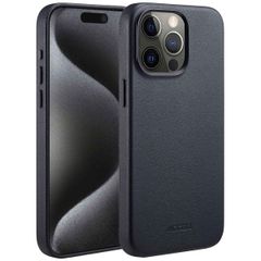 Accezz MagSafe Leather Backcover für das iPhone 15 Pro Max - Onyx Black