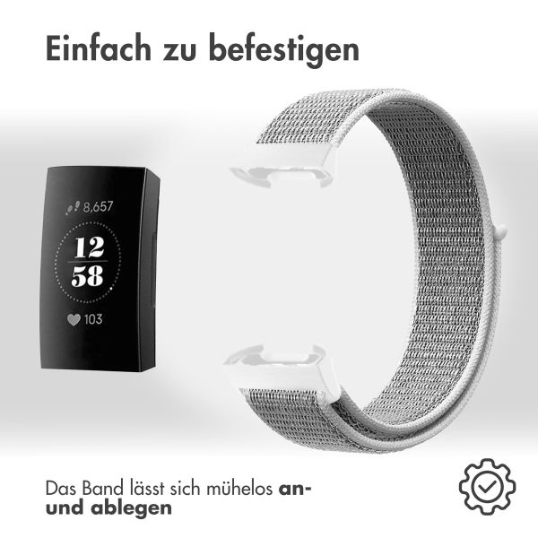 imoshion Nylonarmband für das  Fitbit Charge 3 / 4 - Hellgrau