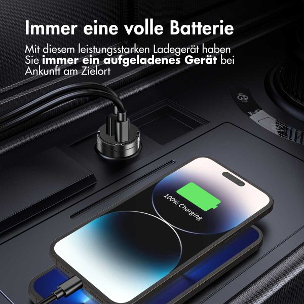 Accezz Autoladegerät | Schnellladegerät mit 2 Ports - USB-A 30 Watt + USB-C 65 Watt - Schwarz