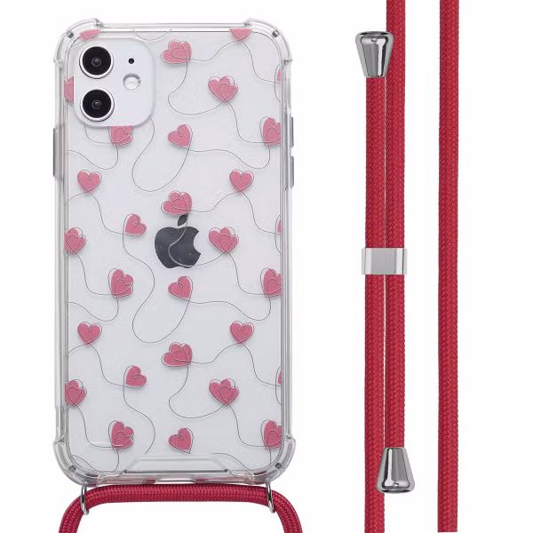 imoshion Design Hülle mit Band Apple iPhone 11 - Dusty Rose Connected Hearts