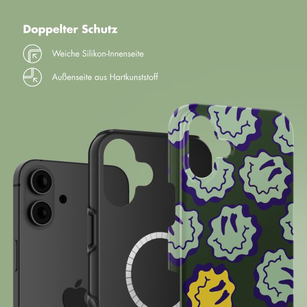 Selencia Vivid Rückabdeckung mit MagSafe Apple iPhone 16 - Wavy Smiley Green