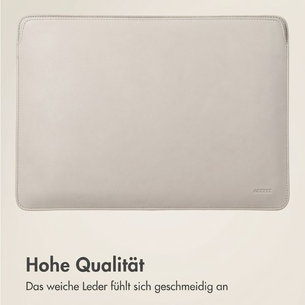 Accezz Leather Laptop Hülle Apple MacBook 15 Zoll - Laptop Sleeve - Beige
