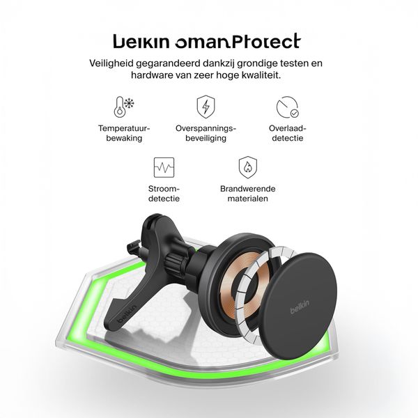 Belkin Magnetische Qi2 Telefonhalterung - Autoladegerät mit Adapter 27W - Armaturenbrett / Lüftungsgitter