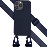 Selencia Silikonhülle mit abnehmbarem Band für das Apple iPhone 13 Pro Max - Dunkelblau