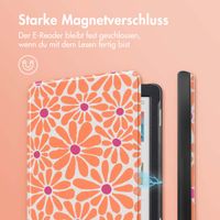 imoshion Design Slim Hard Case Sleepcover für das Kobo Clara Colour / Clara BW / Tolino Shine 5 / Shine Color - Orange Flowers Connect