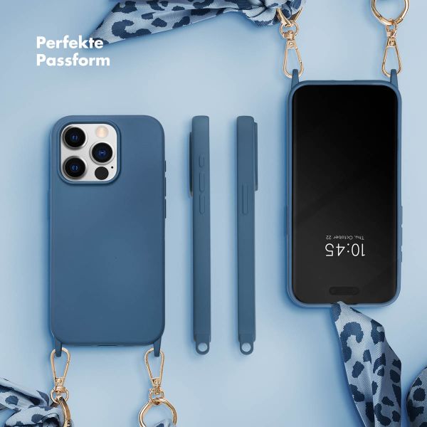 Selencia Back Cover mit luxuriöser Handschlaufe für das iPhone 15 Pro - Blau