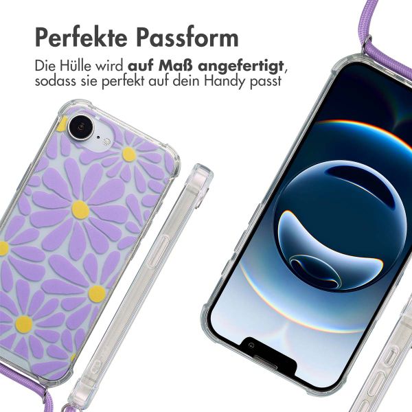 imoshion Design Hülle mit Band Apple iPhone 16e - Tropical Violet Flowers Connect