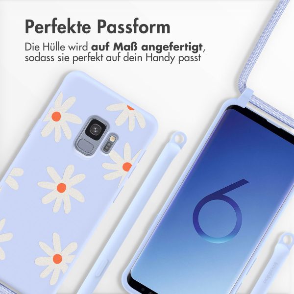 imoshion Silikonhülle design mit Band für das Samsung Galaxy S9 - Lila Flower Distance