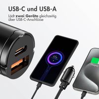 Accezz Autoladegerät | Schnellladegerät mit 2 Ports - USB-A 30 Watt + USB-C 65 Watt - Schwarz