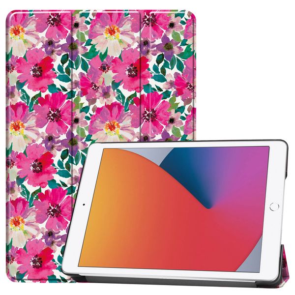 imoshion Design Trifold Klapphülle für das iPad 7 (2019) / iPad 8 (2020) / iPad 9 (2021) 10.2 inch - Floral Water Color