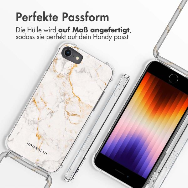 imoshion Design Hülle mit Band für das iPhone SE (2022 / 2020) / 8 / 7 - White Marble