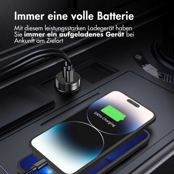 Accezz Autoladegerät | Schnellladegerät mit 2 Ports - 2x USB-C 65 Watt - Schwarz